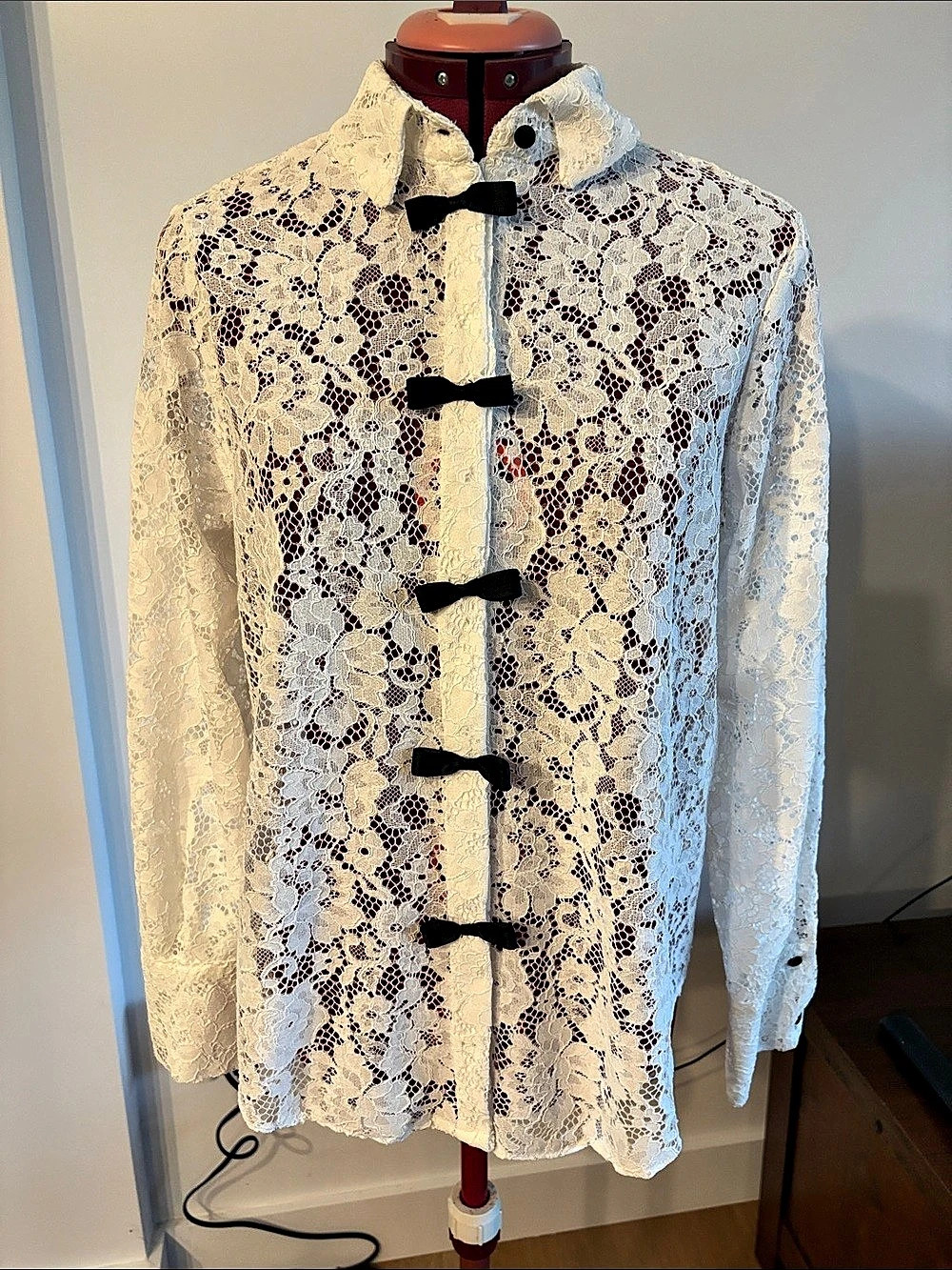 Men's Lace Floral Frog Closure Shirt